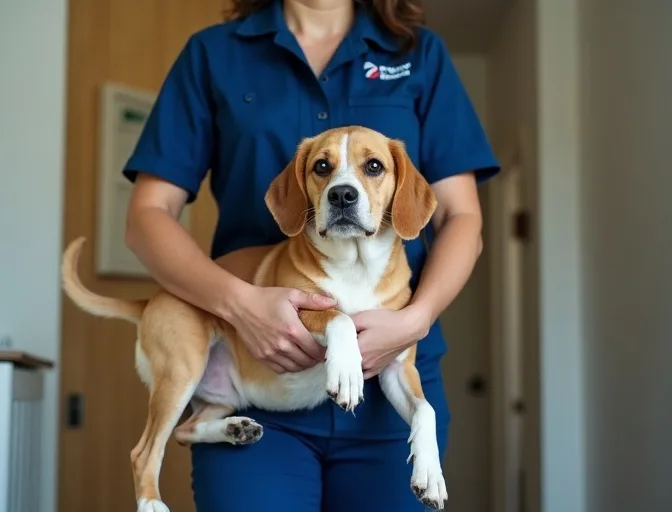 Technician respectfully transporting a deceased dog in Springvale
